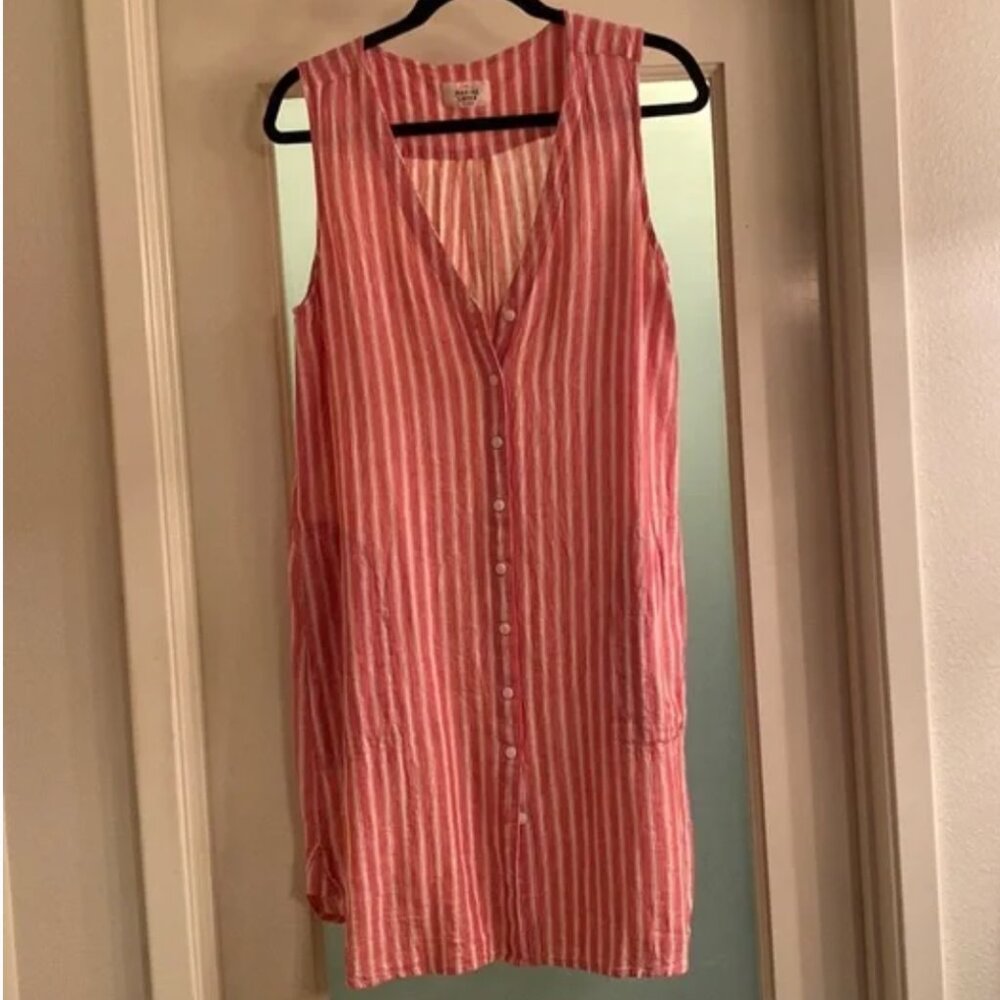 Marine Layer Striped Linen Blend Sleeveless Mini Dress